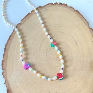 Colorful seed bead pearl necklace fruit jewelry